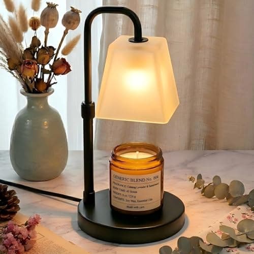 JIMEI Lampe chauffe-bougie avec minuterie Chauffe-cire électrique pour cire parfumée Fondeur de lumière plus chaud pour bougies en pot Dimmable Hauteur réglable Cadeaux...