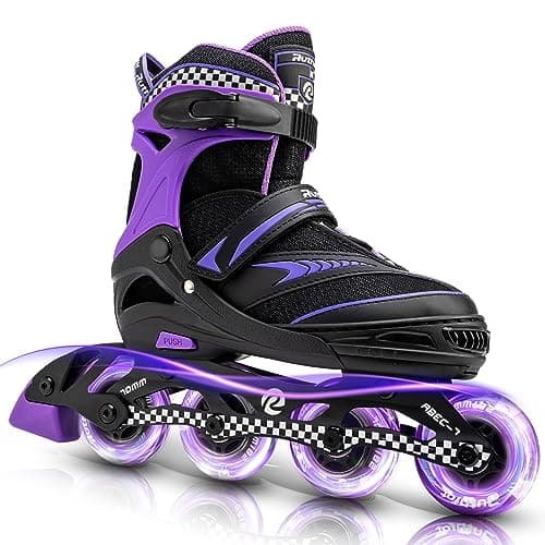 Ruthfot Patins à roues alignées réglables pour garçons et filles avec roues entièrement lumineuses, patins à roulettes d'extérieur pour enfants et femmes