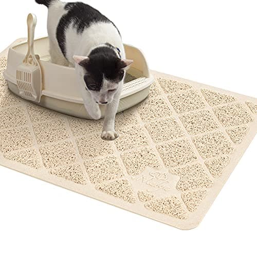 Tapis de litière pour chat Niubya, tapis de bac à litière de qualité supérieure 23 x 14 pouces avec support antidérapant et imperméable, tapis de piégeage de litière doux pour les pattes de chat et facile à...