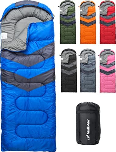 Sac de couchage MalloMe pour adultes enfants garçons et filles pour l'hiver, l'automne et le printemps - simple et double - sac à dos imperméable, léger et portable...