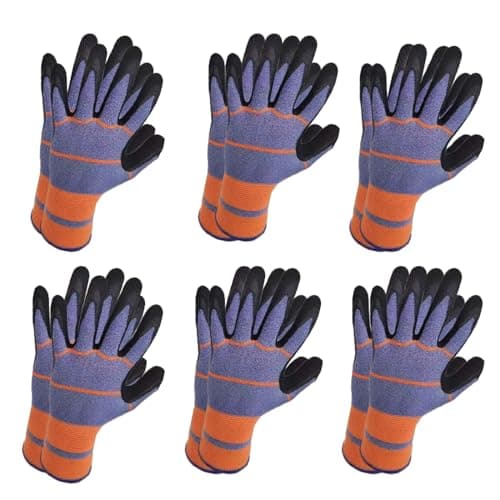 CELCOREERY 6 paires de gants de jardinage, excellents cadeaux pour femmes et hommes, gants de travail pour hommes, gants de jardin de terrasse enduits de latex respirant, protection extérieure...