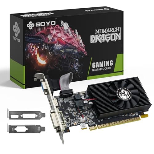 SOYO GeForce GT 740 4GB Low Profile Graphics Card, HDMI/VGA/DVI-D Triple Output, 4GB DDR3 128-Bit, SFF Half-Height Video Card for Slim Desktop PC,...