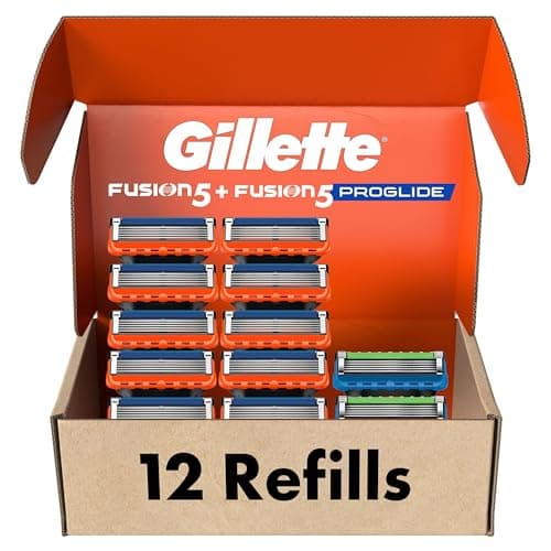 Recharges de lames de rasoir Gillette pour hommes, 10 cartouches Fusion5, 2 cartouches ProGlide, Lubrastrip pour un rasage plus confortable