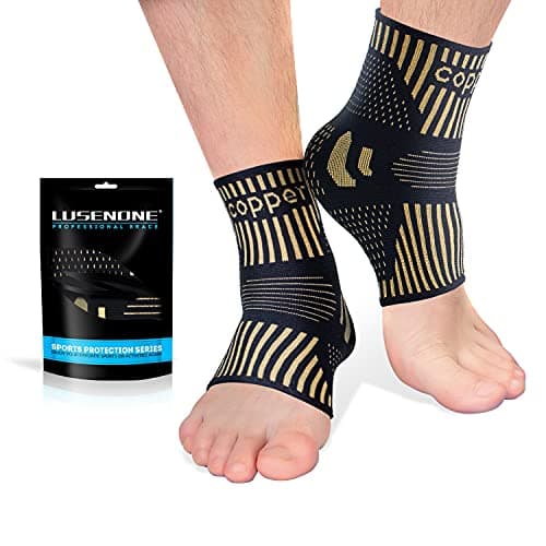 Support de cheville en cuivre pour hommes et femmes (paire), meilleures chaussettes de compression de cheville pour fasciite plantaire, entorse de la cheville, tendon d'Achille, douleur...