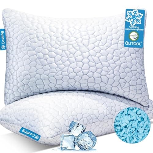 Paquet de 2 oreillers de lit rafraîchissants pour dormir Oreillers en mousse à mémoire de forme déchiquetée Queen Size Ensemble de 2 - Oreillers frais pour le côté du dos...