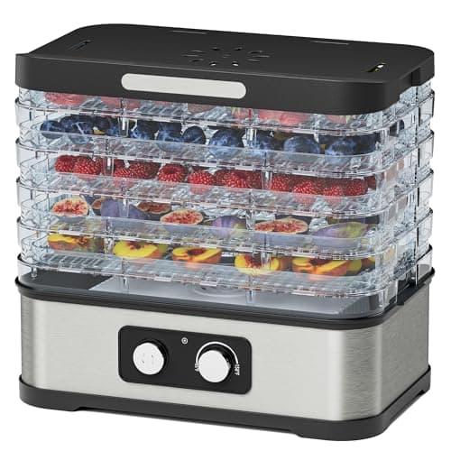 Konfintos Déshydrateur alimentaire pour Jerky, 5 plateaux empilables sans BPA avec contrôle de température, petit déshydrateur 250 W pour fruits, viande,...