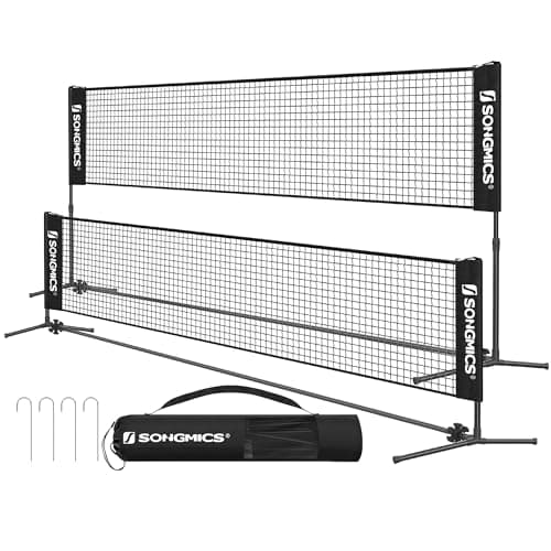 SONGMICS 16.5 ft Portable Badminton Net, Beach Volleyball Net for Backyard, Junior Tennis Pickleball Net, with Height Adjustable Poles, for Patio...