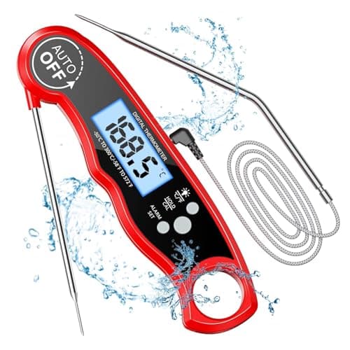 Meat Thermometer Instant Read, TEUMI Digital Food Thermometer with Dual Prode [1 Wire Prode] & Alarm, Kitchen Cooking Thermometer for Oven BBQ...