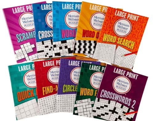 Ensemble de 10 livrets de puzzles Merriam-Webster en gros caractères