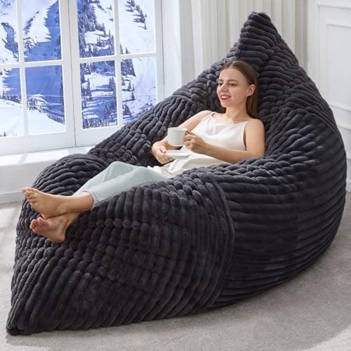 Pouf géant 3 en 1, pouf convertible, coussin de sol avec housse lavable en machine, pouf pour adulte (gris foncé)