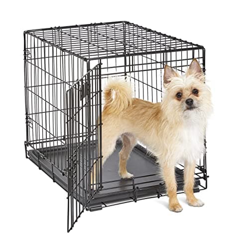 MidWest Homes for Pets iCrate de 24 pouces pour petites races, 12 à 20 lb, cage pour chien pliante à porte unique avec panneau de séparation, plateau anti-fuite et sécurisé...