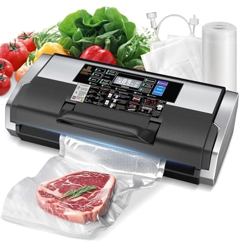 Machine de scellage sous vide 95 kPa avec double thermoscellage, scelleuse automatique des aliments avec interface de progression LED, modes sec et humide 10-EN-1 pour le stockage des aliments,...