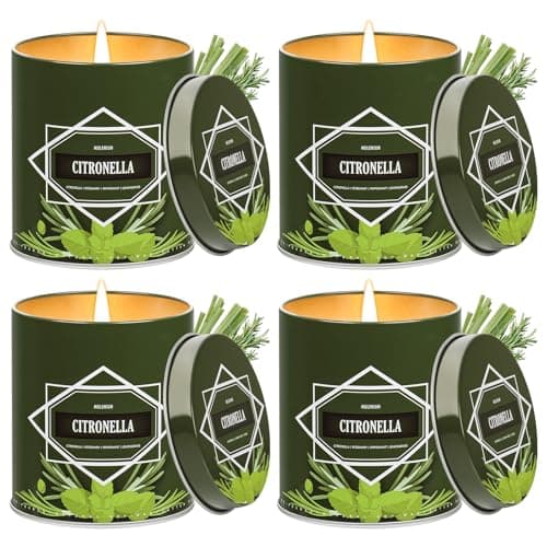 Citronella Candles Outdoor, 4-Pack Citronella Candles for Outside Patio, Camping & Garden, Summer Gifts for Indoor Home Scented, 60-Hour Burn Time,...