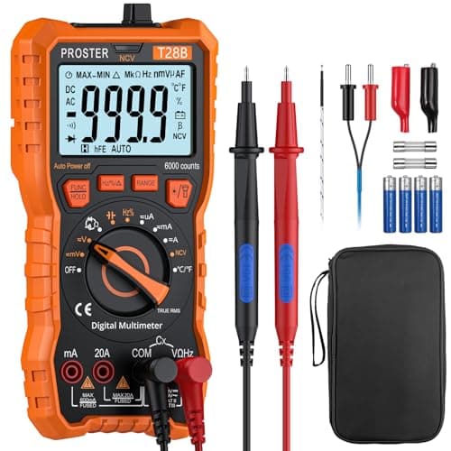 Multimètre numérique Proster 6000 points TRMS gamme automatique détecteur NCV tension DC AC compteur de courant capacité de température résistance diode continuité...