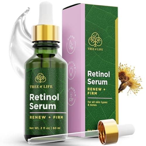 Sérum au rétinol pour le visage Tree of Life, sérum facial hydratant au rétinol avec acide hyaluronique pour le vieillissement cutané, soin de la peau léger pour une texture plus lisse...