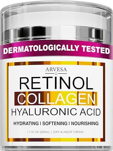 Crème Visage au Rétinol - Hydratant Visage à l'Acide Hyaluronique, Collagène - Légère Jour et Nuit pour Femme et Homme - Crème Visage, Cou et...