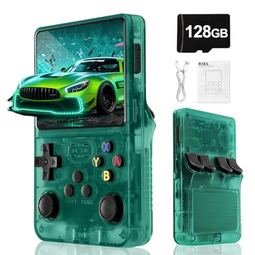 Console de jeu vidéo rétro Rhesusco R36S - Écran HD 3,5 pouces, système Linux Open Source, batterie rechargeable 3000 mAh, carte TF 128 G, plus de 30 000 vidéos classiques...