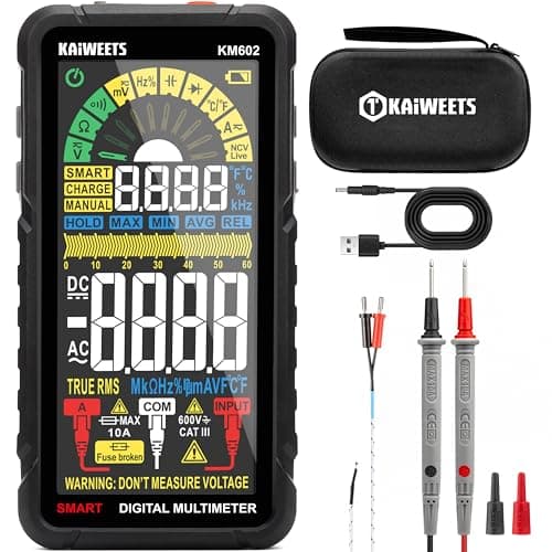 Testeur électrique rechargeable multimètre intelligent KAIWEETS avec voltmètre numérique à plage automatique mesurant la continuité de la résistance au courant de tension...