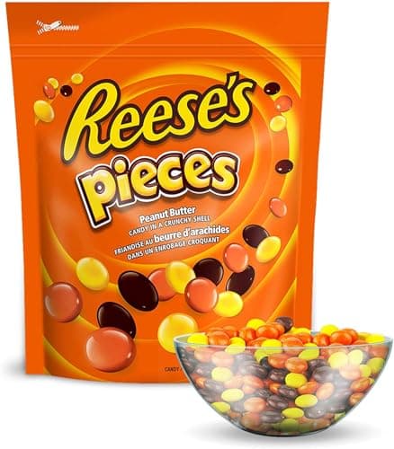 REESE'S Pieces Bonbons en vrac au beurre de cacahuète, 1,36 kg – Bonbons croquants colorés pour cadeaux et collations de la Saint-Valentin
