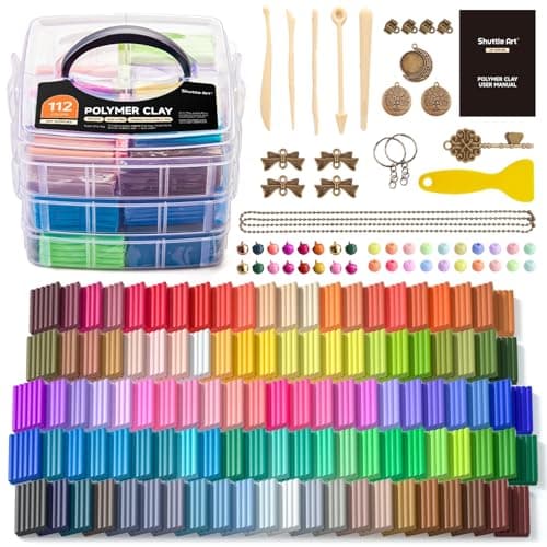Shuttle Art Kit d'argile polymère 112 couleurs avec 20 outils en argile, 16 types d'accessoires, non toxique, non collant, cadeau idéal pour les loisirs créatifs, les enfants et les adultes