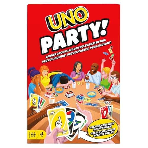 Mattel Games UNO Party Jeu de cartes familial pour grands groupes, enfants et adultes