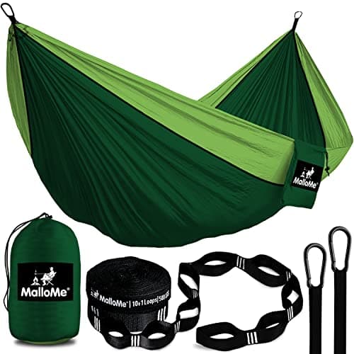 Hamac de camping MalloMe avec sangles - Hamac extérieur portable pour adultes, enfants - Hamac double - Hamacs 2 personnes - Balançoire Hamac d'arbre avec...