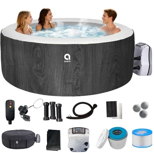 Spa gonflable | Spa à remous pour 2 à 3 personnes avec 105 jets d'air de massage apaisants et technologie de double chauffage rapide (jusqu'à 104 °F) | Piscine extérieure portative...