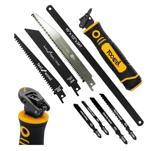 TOOLAN: 8-in-1 Multi Blades Hand Saw, Drywall Cutter Saw. Hackwaw. Long Blade Hand Saw for Cut, Sheetrock, Wood, Metel, Plastic, Plywood. Portable...