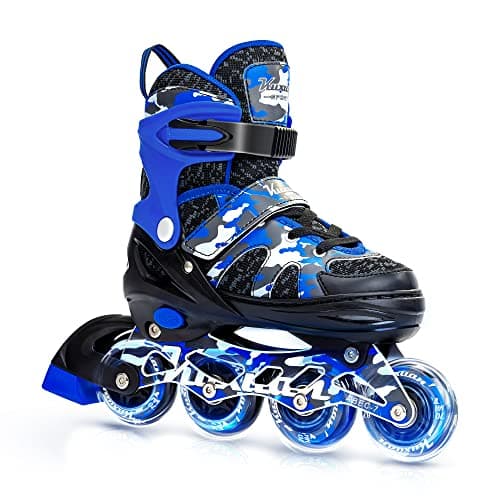 Kuxuan skates Patins à roues alignées réglables avec roues lumineuses, patins lumineux amusants pour enfants, jeunes et adultes