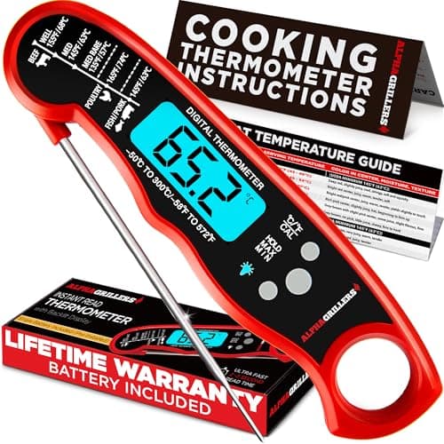 Thermomètre à viande numérique Alpha Grillers - Thermomètre alimentaire à lecture instantanée pour la cuisson, grill, friteuse à air, barbecue, cuisine - Accessoires pour plaque de cuisson Blackstone...