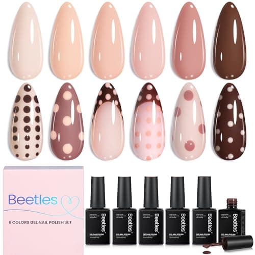 Beetles Gel Polish Kit- 6 Colors Popular Nude Gel Polish Set All Seasons Skin Tones Pink Brown Neutral Gel Nail Polish Kit, Soak Off LED Gel Nail...