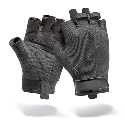 Gants d'entraînement adidas Essential - Sans doigts avec poignée rembourrée, idéaux pour l'haltérophilie, les tractions, les haltères et le rameur, accessoires de gymnastique pour...
