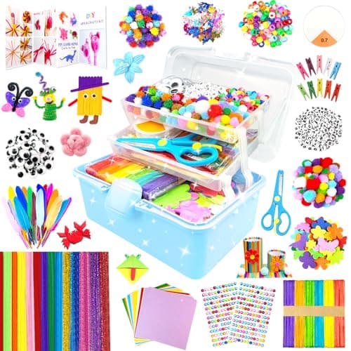 3000 Arts and Crafts Supplies for Kids Craft Kit Craft Box with Pipe Cleaners Arts and Crafts for Kids Age 4-6, 6-8, 8-12 DIY School Supplies...