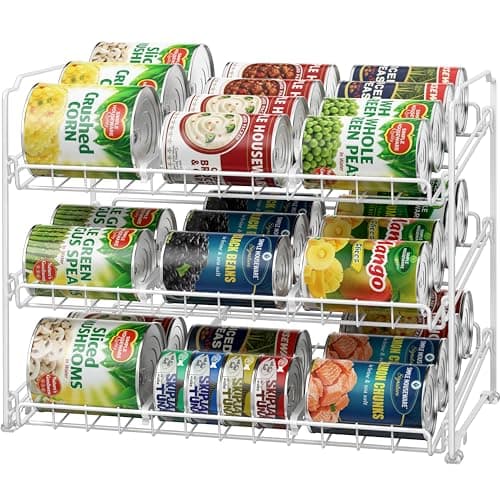 Simple Houseware Stackable Can Rack Organizer Storage for Pantry, White