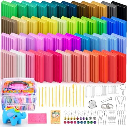 Ixiaoyoo Argile polymère 50 couleurs, pâte à modeler pour enfants, kits de démarrage bricolage, pâte à modeler au four, non toxique, non collante, cadeau idéal pour les enfants et...