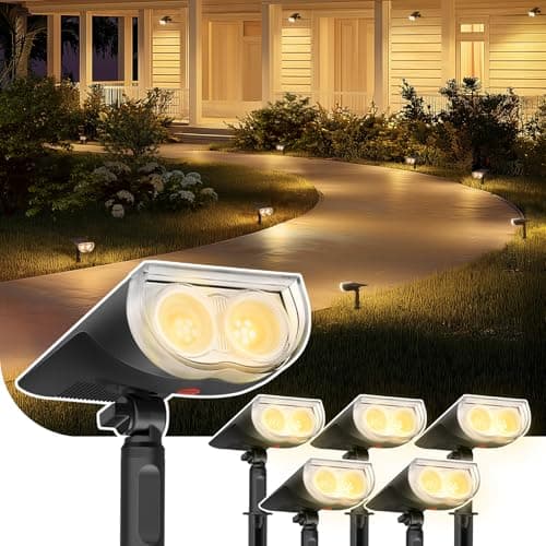 Linkind Lampes solaires d'extérieur StarRayS, spots solaires lumineux d'extérieur, projecteurs étanches IP67 pour paysage jardin cour passerelle patio...