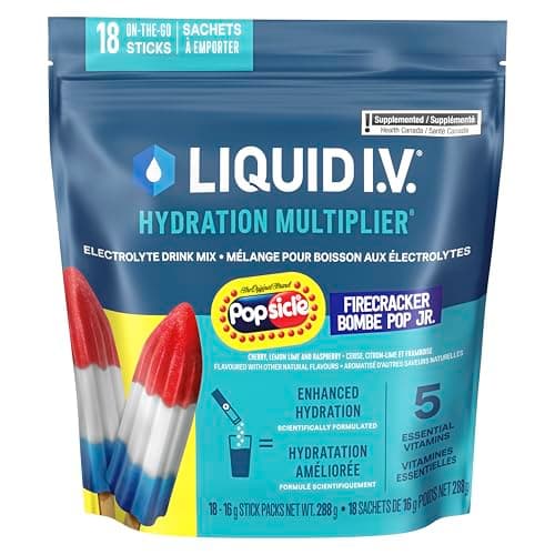 Liquid I.V. Hydration Multiplier Electrolyte Drink Mix - Enhanced Hydration Electrolyte Powder with Vitamins B3, B5, B6, B12 and C -18x On-the-go...
