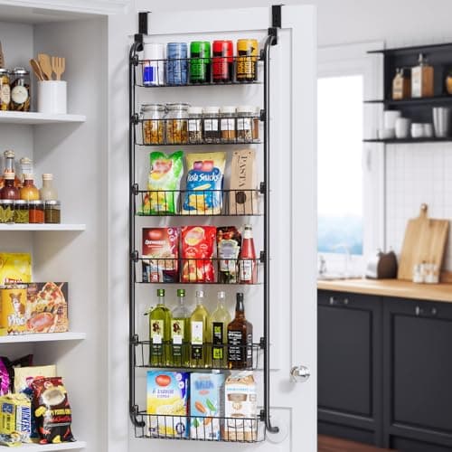 Organisateur de garde-manger Delamu sur la porte, organisateurs et rangements de garde-manger à 6 niveaux, organisateur de porte d'armoire en métal, étagères à épices suspendues pour la maison et...