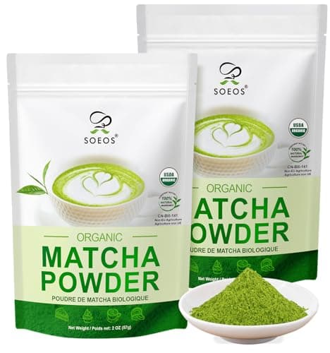 Soeos Organic Matcha Powder, Matcha Green Tea Powder, 2 oz (2 Pack), Total 4 oz, Antioxidant-Rich Japanese Matcha for Lattes, Smoothies and Baking,...