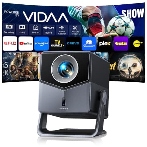 Smart Projector 4K【VIDAA Live TV|36W Dolby】Outdoor Projecteur with WiFi6 & Two Way Bluetooth, 1080P Short Throw Proyector Competible with...