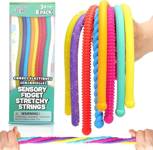 Fidget Sensory Toys for Autism Kids: 8 Pack Fidget Stretchy String - Anxiety Relief Classroom Fidget Toys for Kids & Adults, Ideal as Birthday...