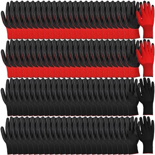 Lawei 48 Pairs Gardening Gloves for Men Women, 9 Inch Rubber Coated Safety Work Gloves Bulk, Breathable Reusable Garden Gloves for Weeding,...