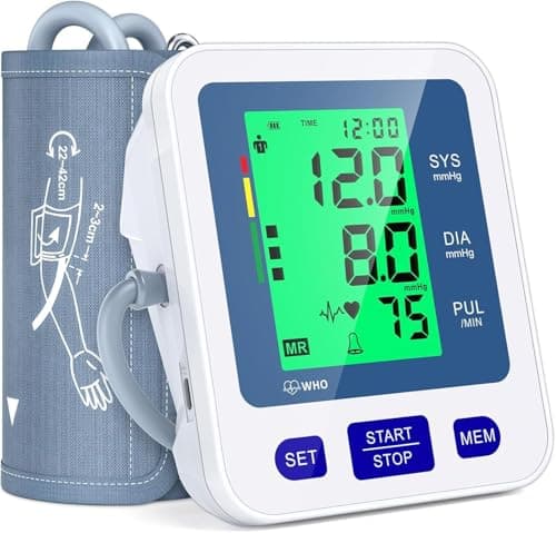 Blood Pressure Monitor for Home Use, Automatic Blood Pressure Machine with 3-Color Backlit Hypertension Display, 2x99 Memory with Upper Arm Large...