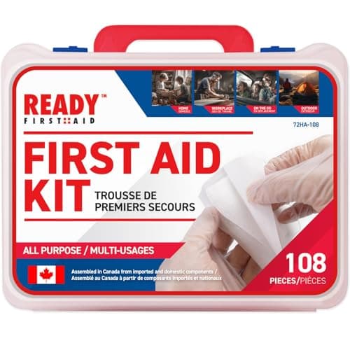 Ready First Aid 108 Piece Home First Aid Kit - Camping, First Aid Kit, Camping Essentials, Hiking, Home Essentials, Car Emergency Kit, Hiking Gear,...