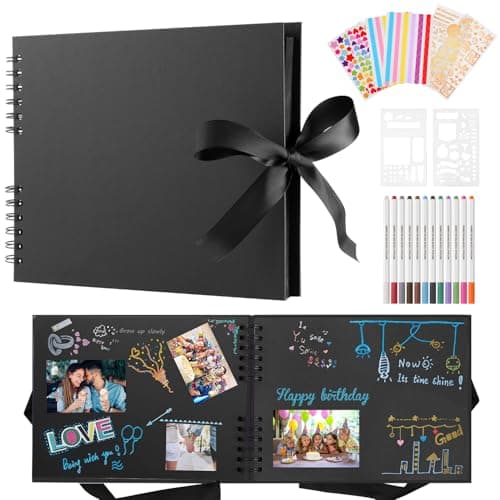 Album photo de scrapbooking, albums photo de bricolage avec 12 stylos en métal, 40 feuilles de scrapbooking, livre de bricolage fait à la main, cadeaux pour bébé enfant, mariage...