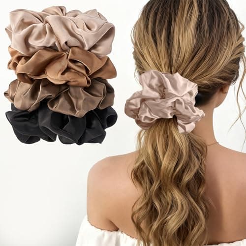 Lolalet Gros chouchous pour femmes, 5,9 pouces de grands chouchous en satin Chouchous pour cheveux géants Élastiques surdimensionnés Élastiques à cheveux extra larges chouchous géants...