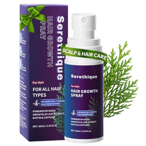 Hair Growth Serum Spray with Rosemary Oil, Biotin & Caffeine, Fast Absorbing Non-Greasy Scalp Serum for Fuller-Looking Hair, Alcohol-Free...