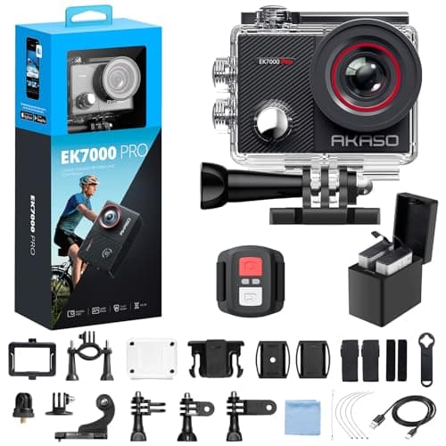 Caméra d'action AKASO EK7000 Pro 4K30fps avec écran tactile EIS 131 pieds caméra sous-marine étanche télécommande zoom 5X avec kit d'accessoires pour casque...