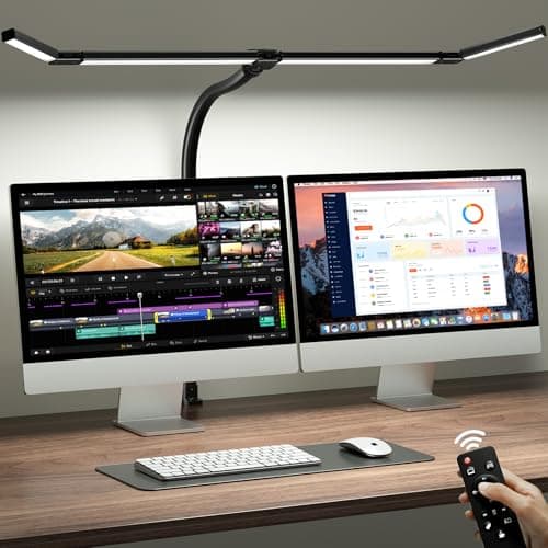 Lampe de bureau LED ONEMIX 42" avec pince, lampe de bureau d'architecte avec télécommande, barre réglable à 4 segments, luminosité 1800LM, Eye-C...