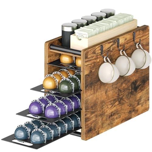 YATINEY Coffee Pod Drawer Holder, 72 Pods Large Capacity, 4 Tier Holder for Vertuo, Coffee Pod Organizer for Countertop, Storage Rack for Nespresso...